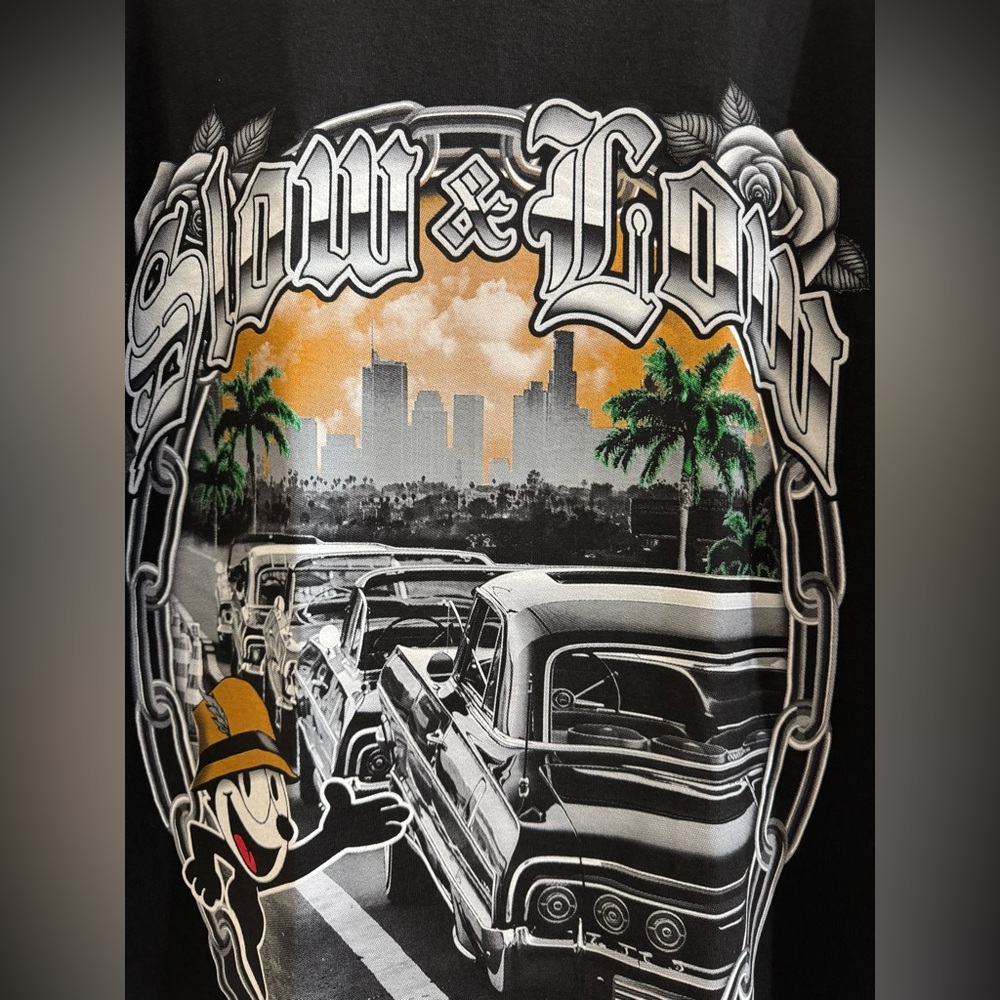 NWOT Black Graphic T-Shirt with Car and City Design - Picture 2 of 5